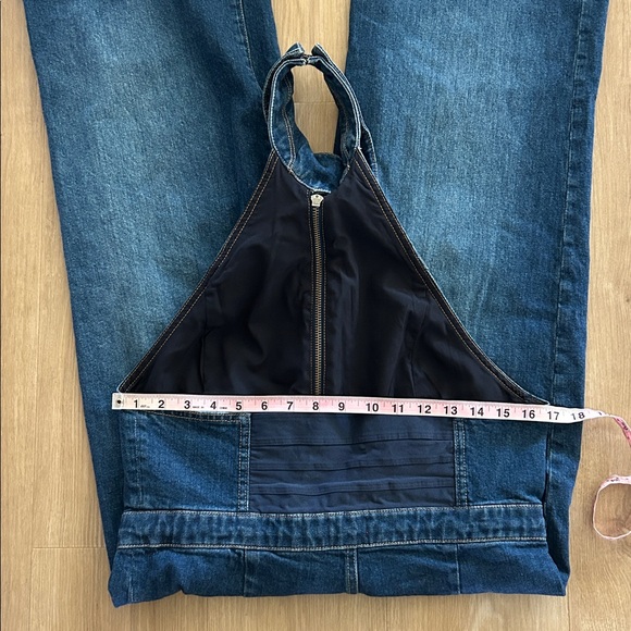 Alice + Olivia Denim Front Zip Halter Neck Jumpsuit - Picture 9 of 11